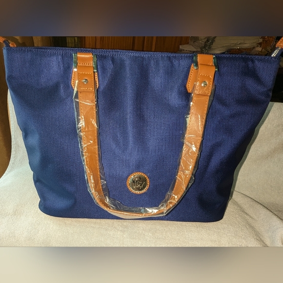 Joy Mangano Bags New Joy Mangano Large Navy And Brown Tote Bag
